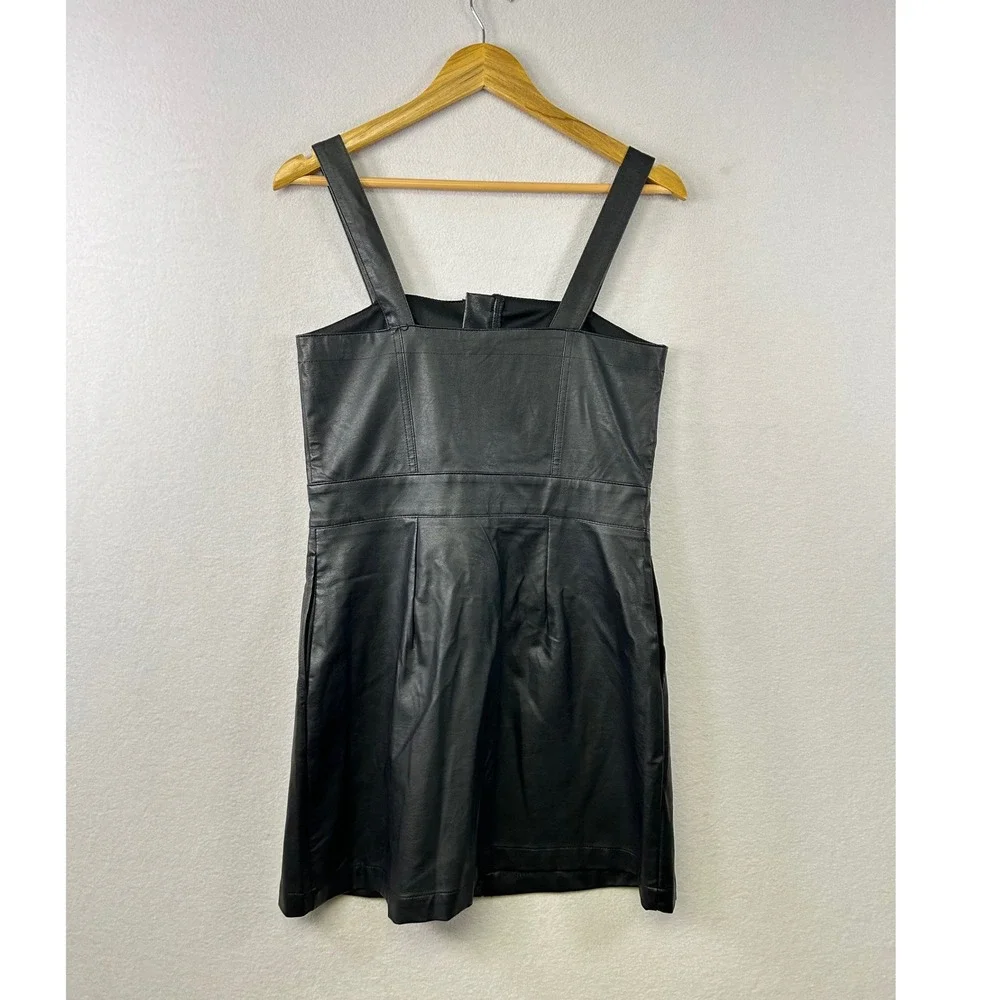 Wild‎ Fable Black Faux Leather Zip Front Pinafore Mini Dress Women's Size S - Picture 2 of 10